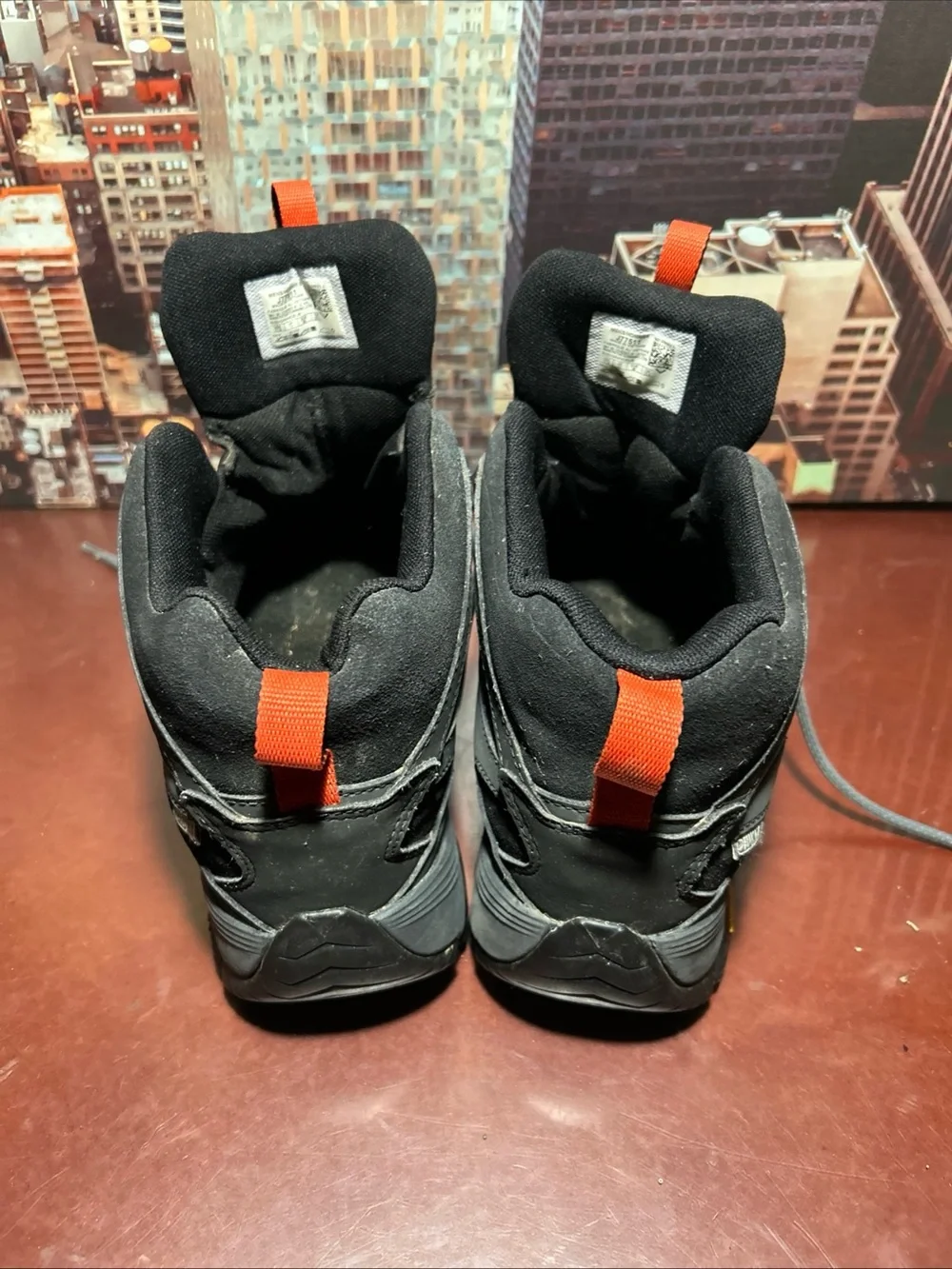 Merrell Black and Orange Men's Mid-Top Hiking Boots
